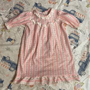 Vintage Lanz of Salzburg Little Girls Pink Floral Flannel Nightgown 18 Months